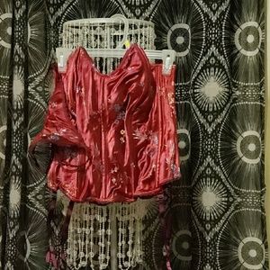 Burgundy Oriental Design Bustier Set